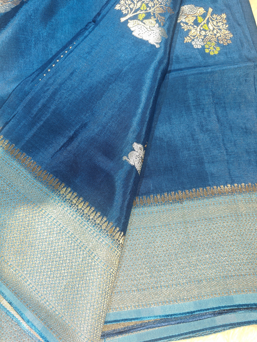 Pure Russian Silk With Contrast Blouse