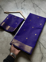 Semi Soft Zari Check silk Saree