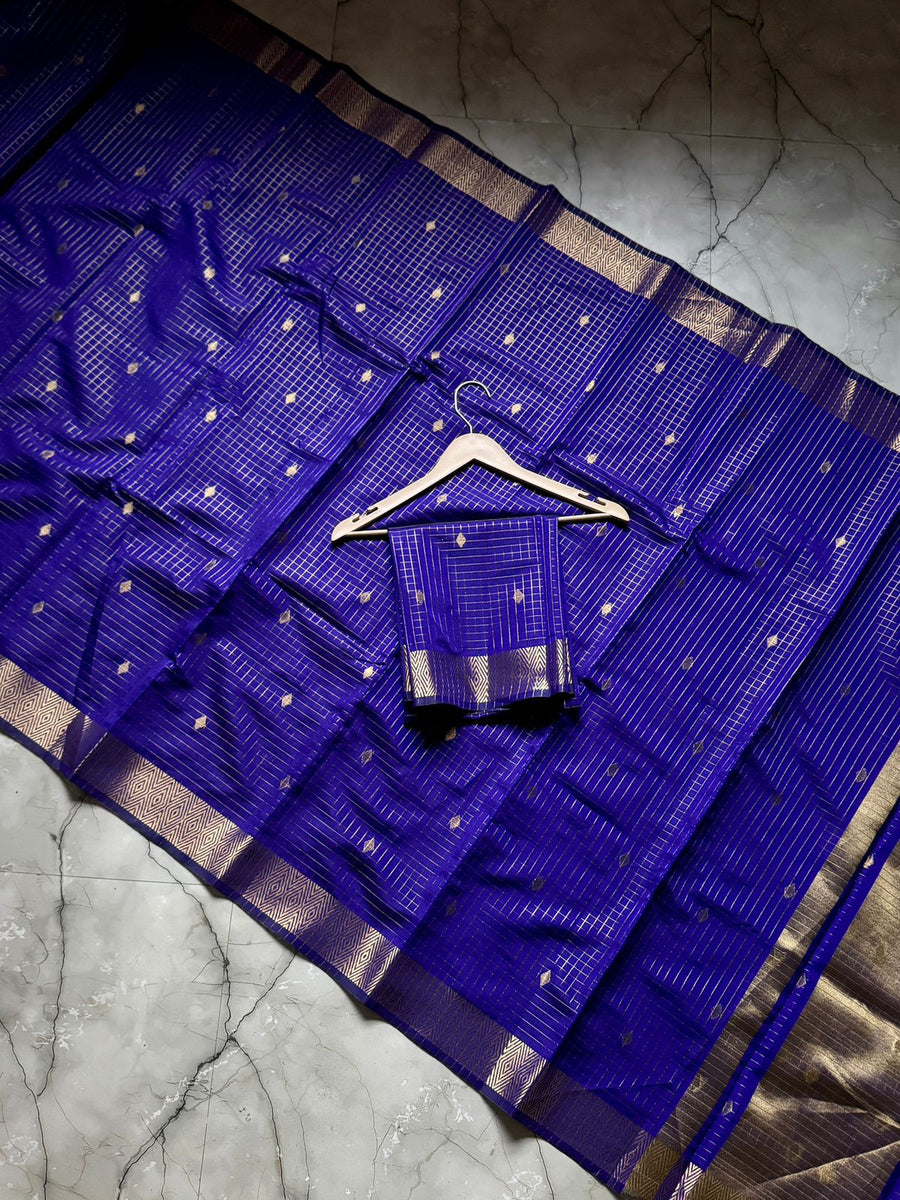 Semi Soft Zari Check silk Saree