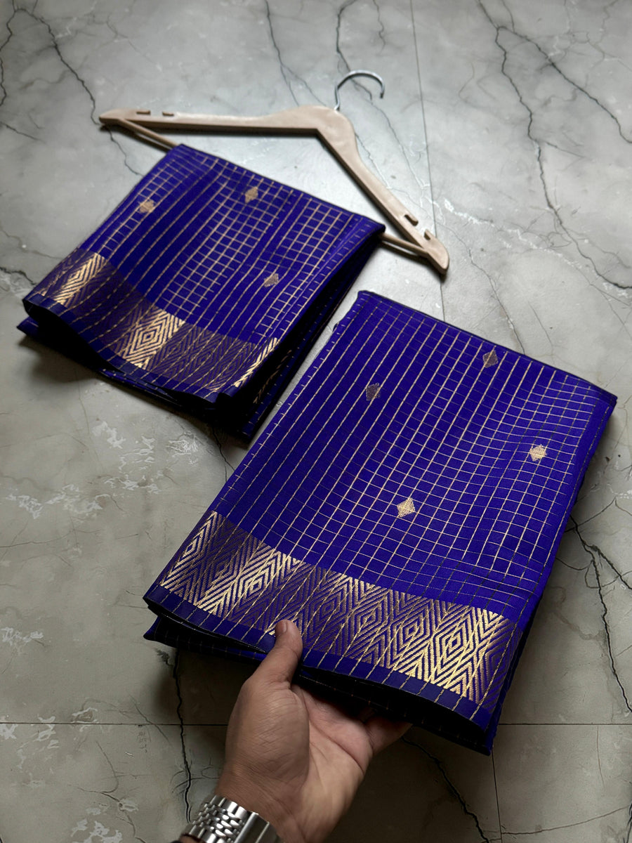 Semi Soft Zari Check silk Saree