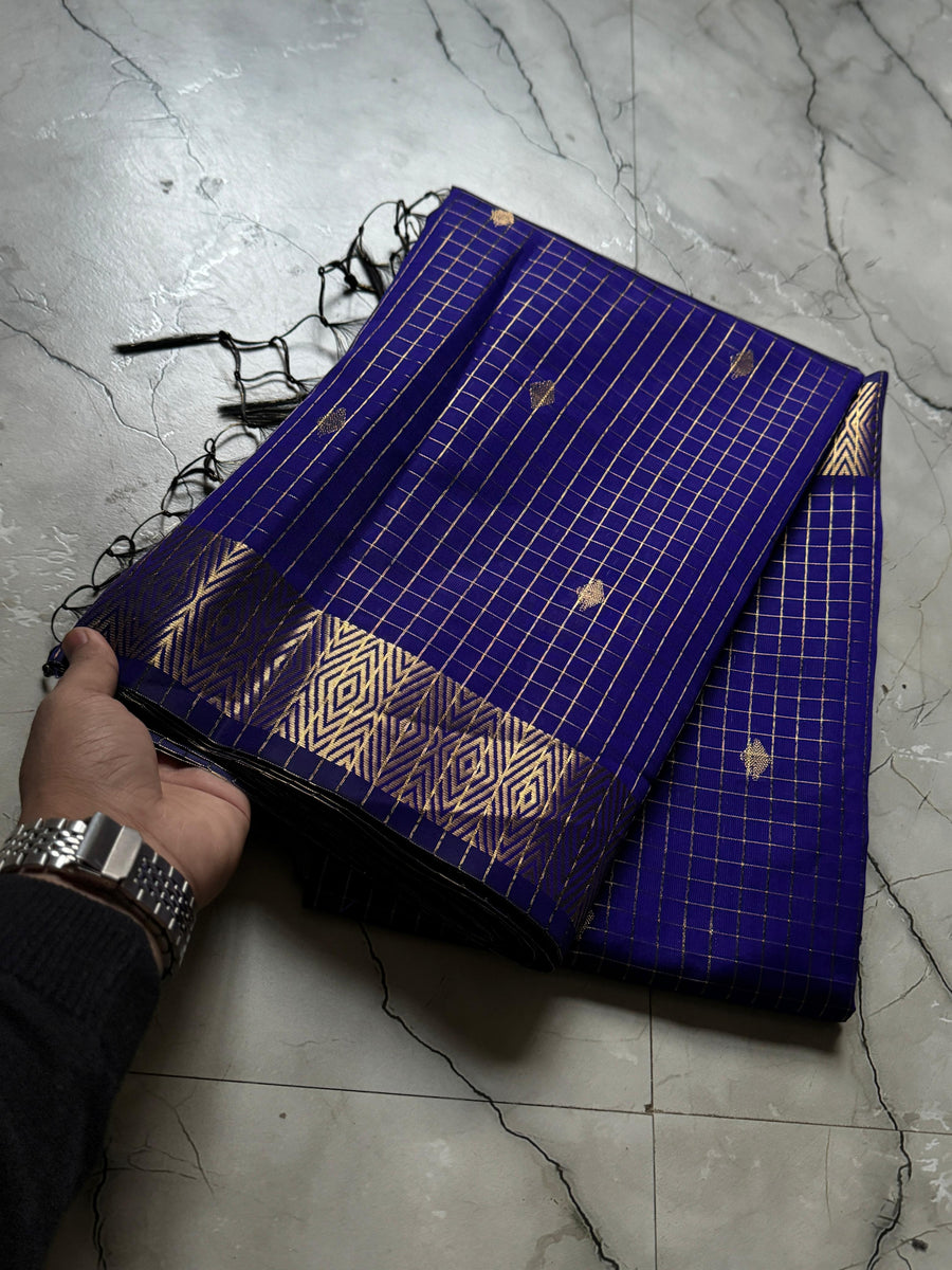 Semi Soft Zari Check silk Saree