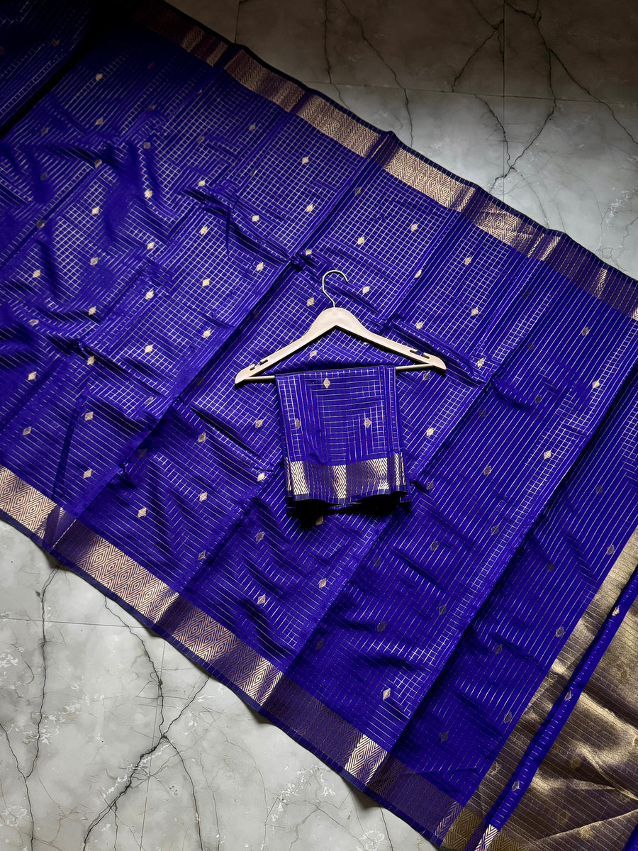 Semi Soft Zari Check silk Saree
