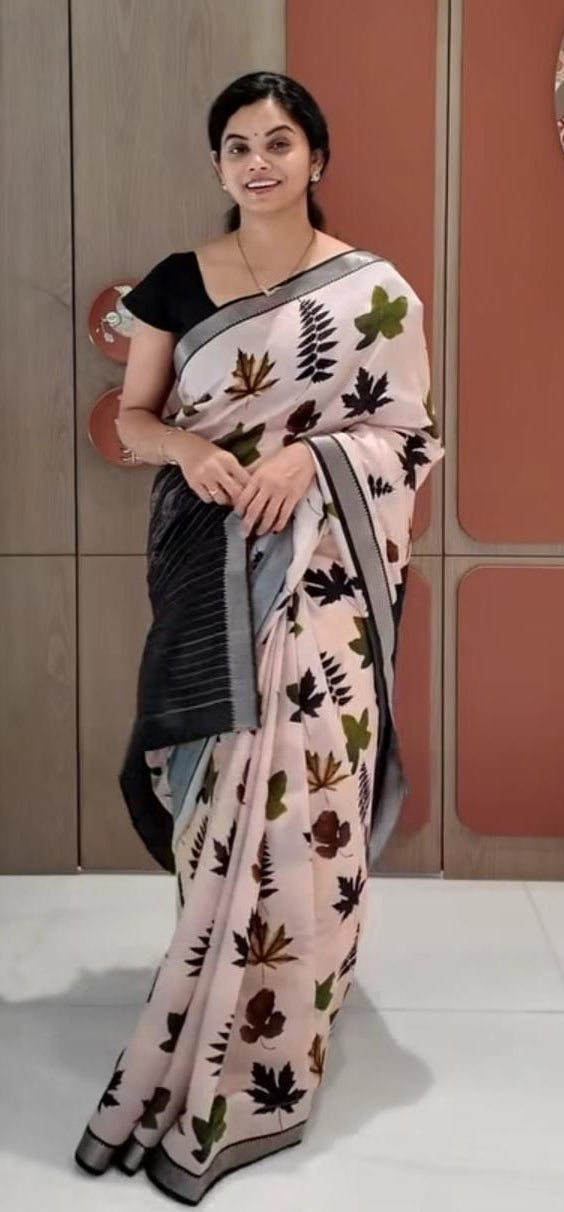 Eco Digital Print Mangalagiri Silk Saree
