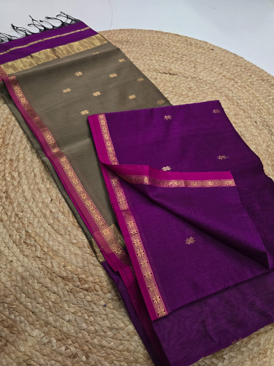 Pure Maheswari handloom Small border butti sarees