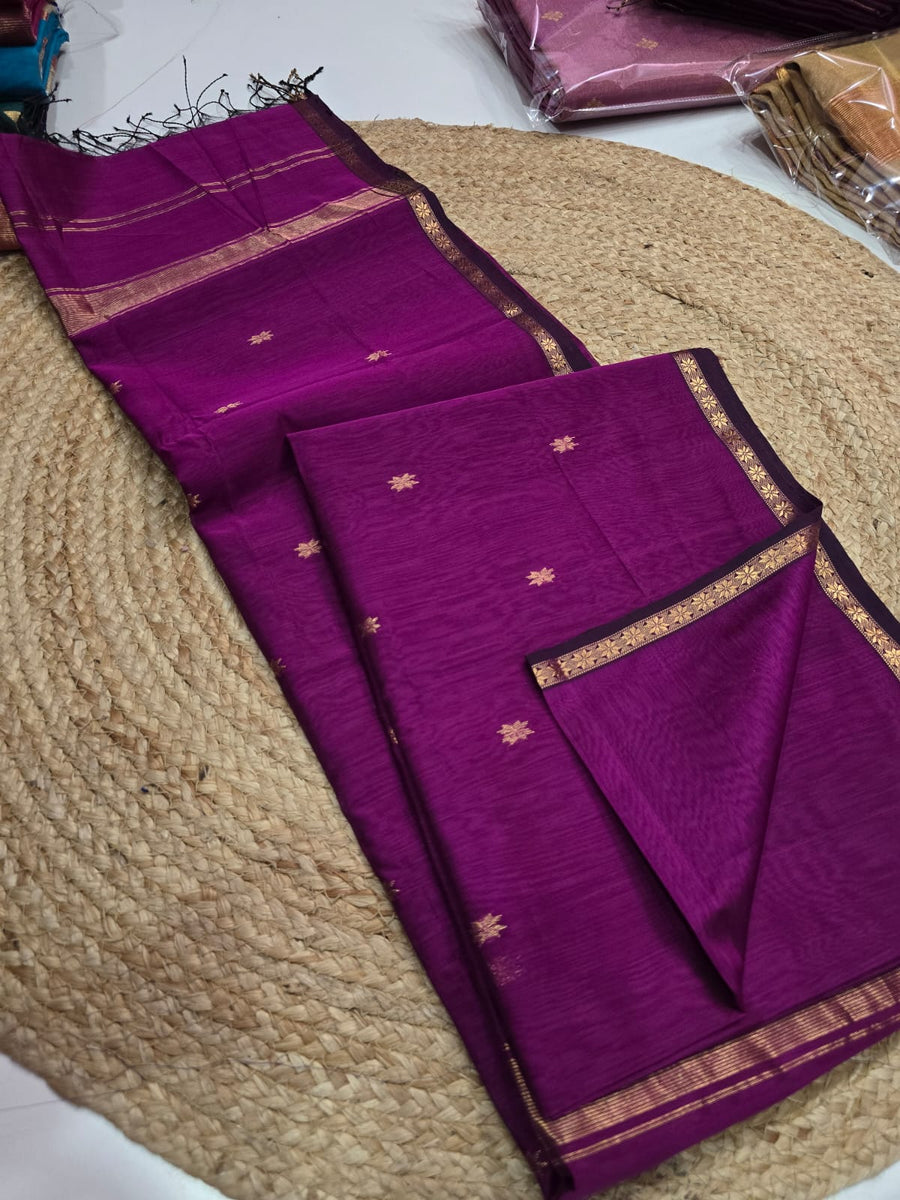 Pure Maheswari handloom Small border butti sarees