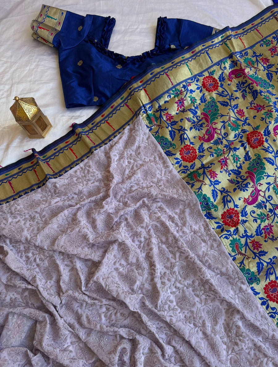 CHIKANKARI + PAITHANI - Anvitha Collections