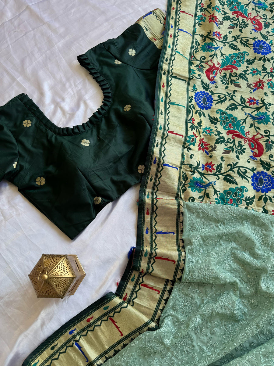 CHIKANKARI + PAITHANI - Anvitha Collections