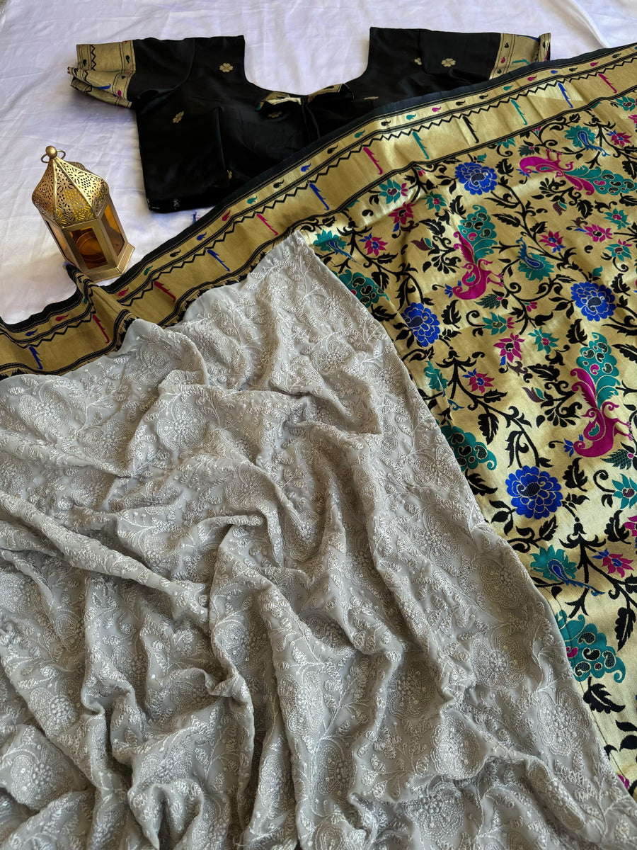 CHIKANKARI + PAITHANI - Anvitha Collections