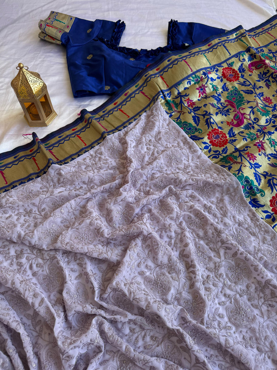 CHIKANKARI + PAITHANI - Anvitha Collections