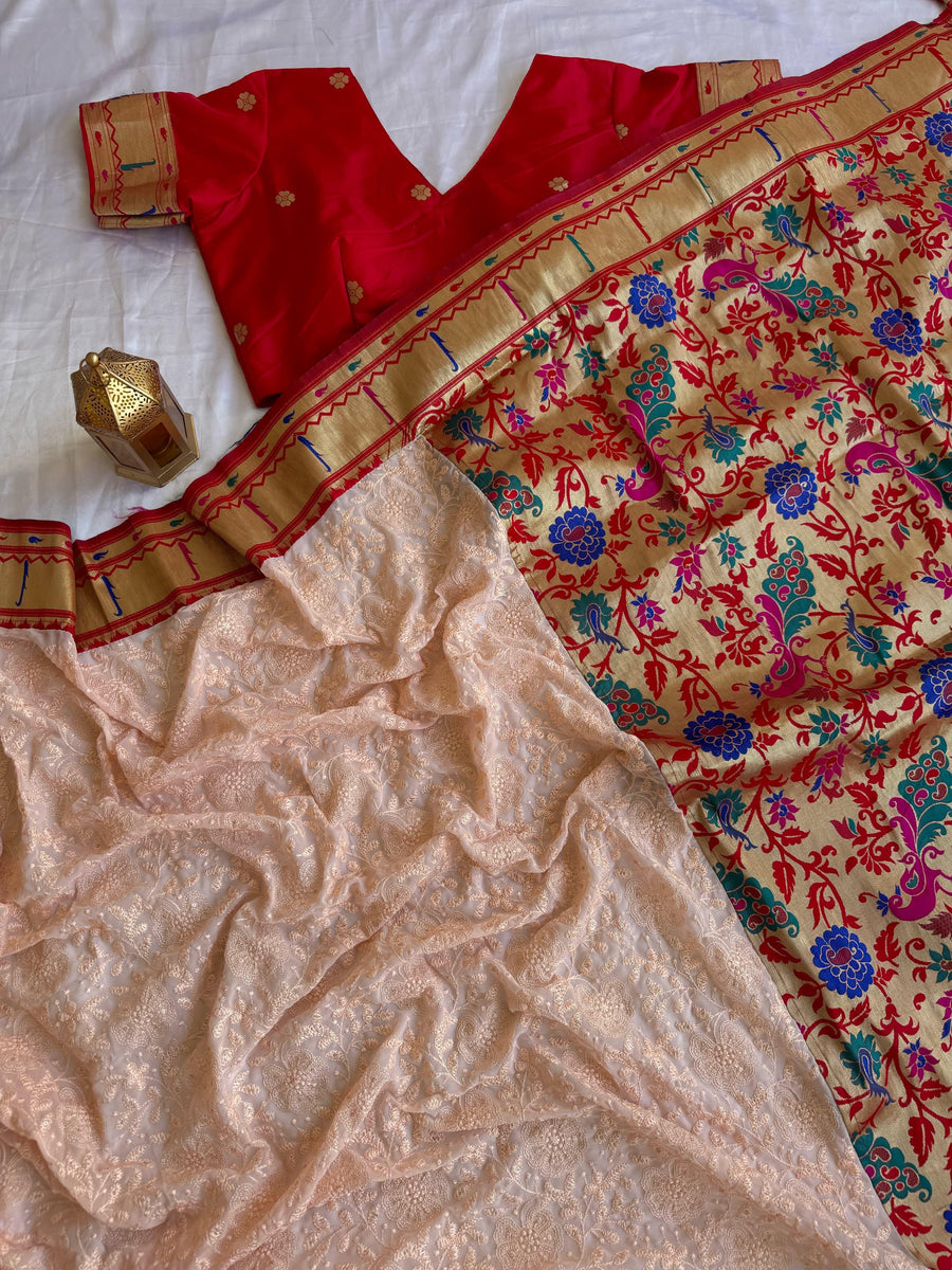 CHIKANKARI + PAITHANI - Anvitha Collections