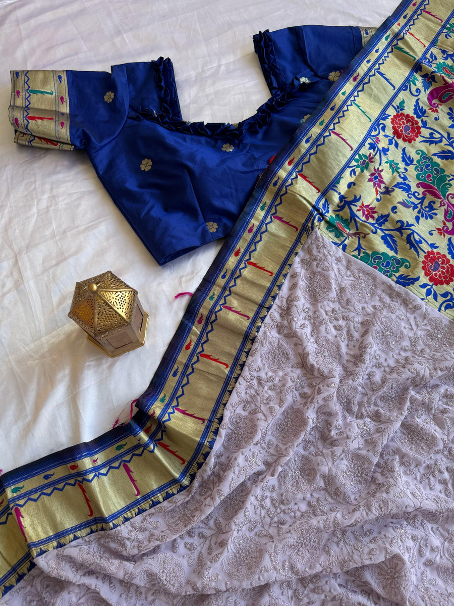 CHIKANKARI + PAITHANI - Anvitha Collections