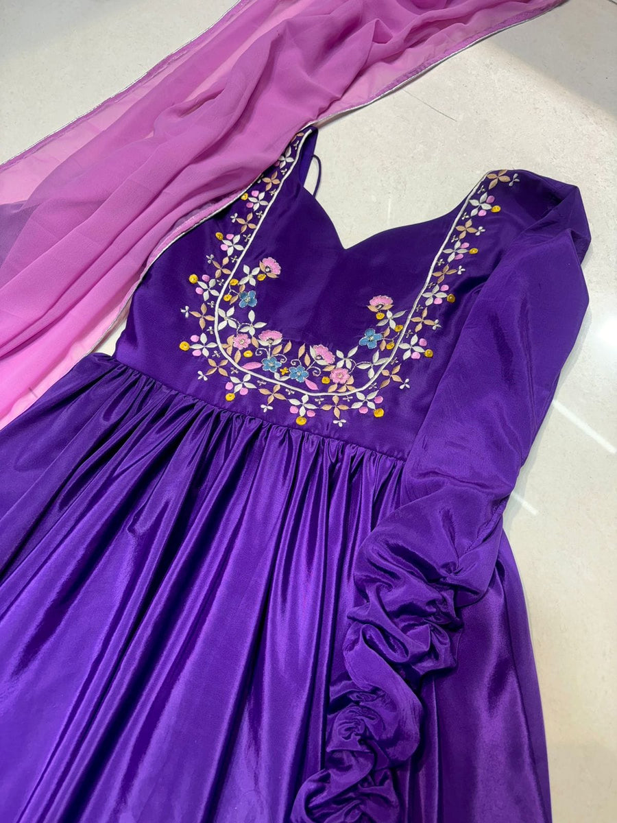 purple gown set - Anvitha Collections