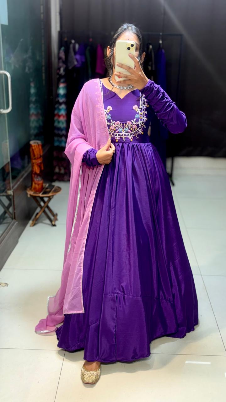 purple gown set - Anvitha Collections