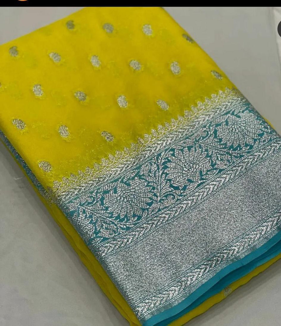 Banarasi Dyeable Pauri katan Georgette silk saree - Anvitha Collections