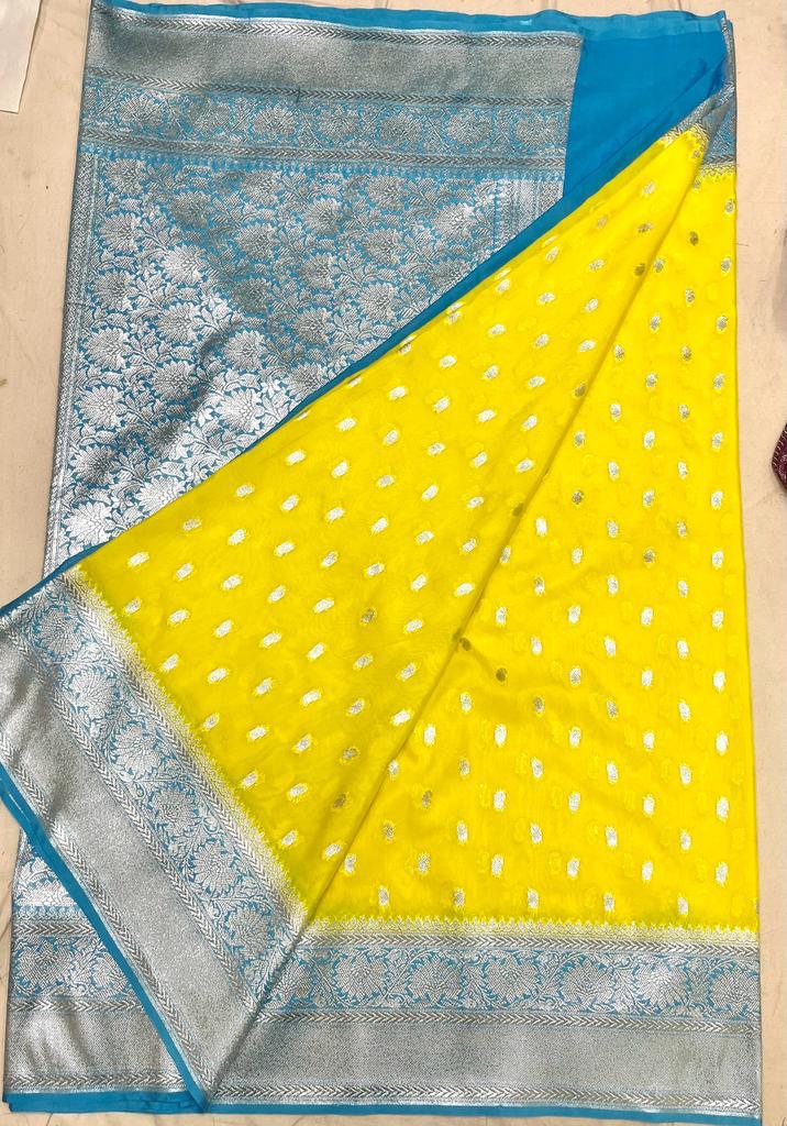 Banarasi Dyeable Pauri katan Georgette silk saree - Anvitha Collections