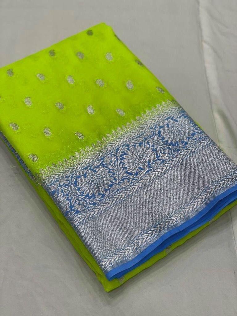 Banarasi Dyeable Pauri katan Georgette silk saree - Anvitha Collections