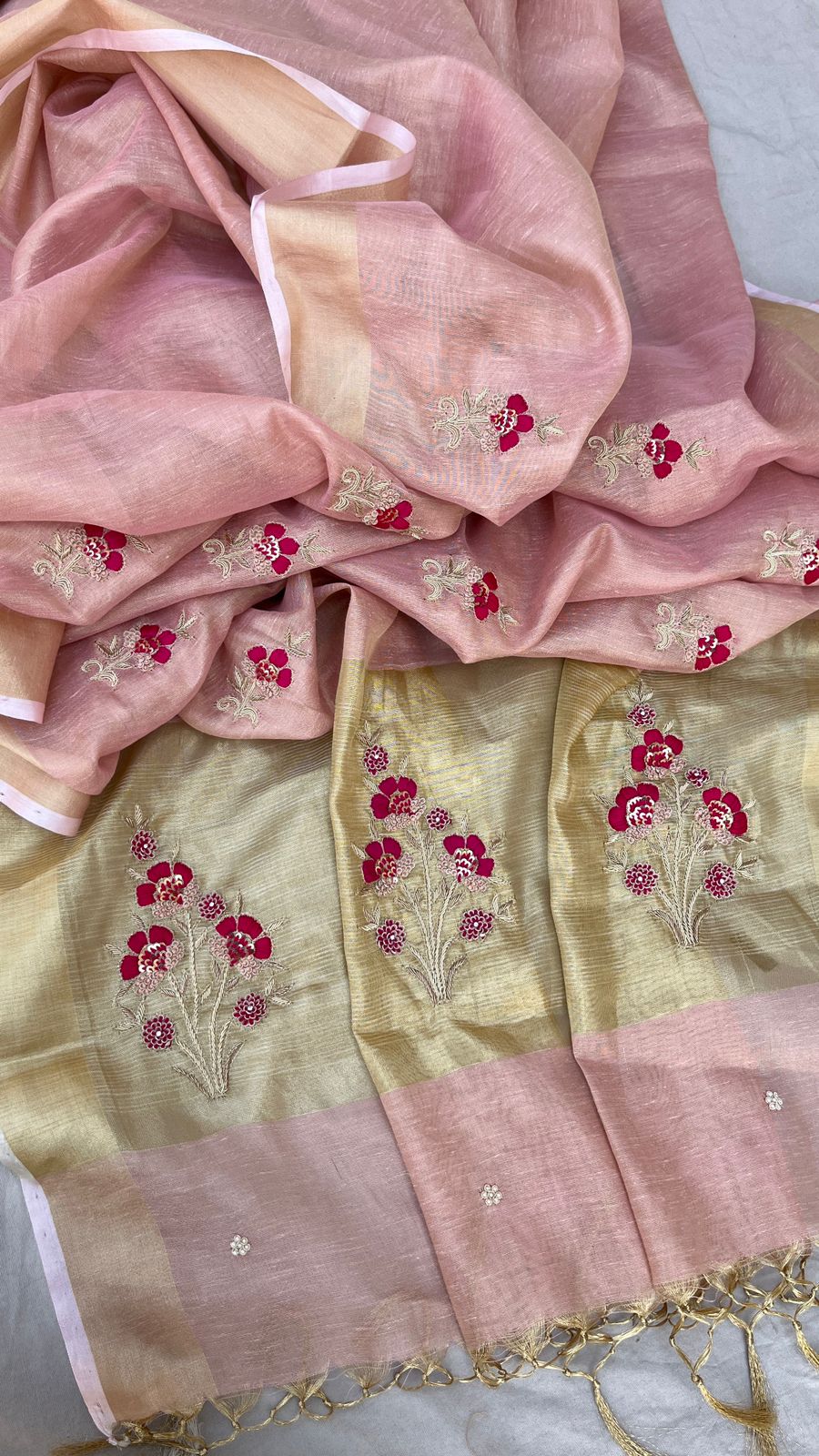 pure tissue linen silk - Anvitha Collections