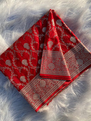 red colour satin silk saree - Anvitha Collections