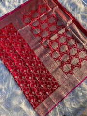 red colour satin silk saree - Anvitha Collections