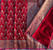 red colour satin silk saree - Anvitha Collections