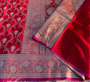 red colour satin silk saree