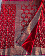 red colour satin silk saree - Anvitha Collections