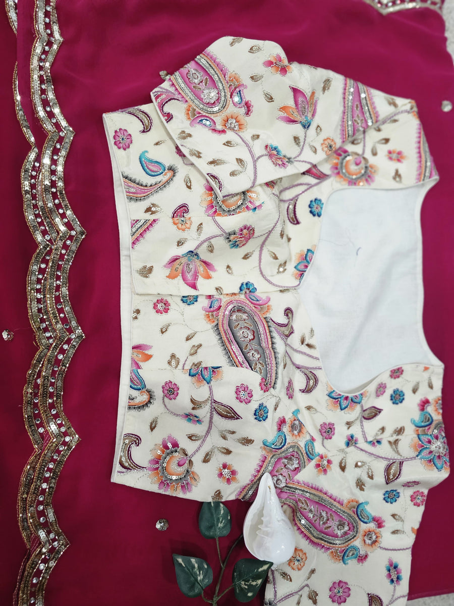 pink color georgette saree - Anvitha Collections