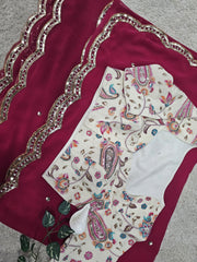 pink color georgette saree - Anvitha Collections