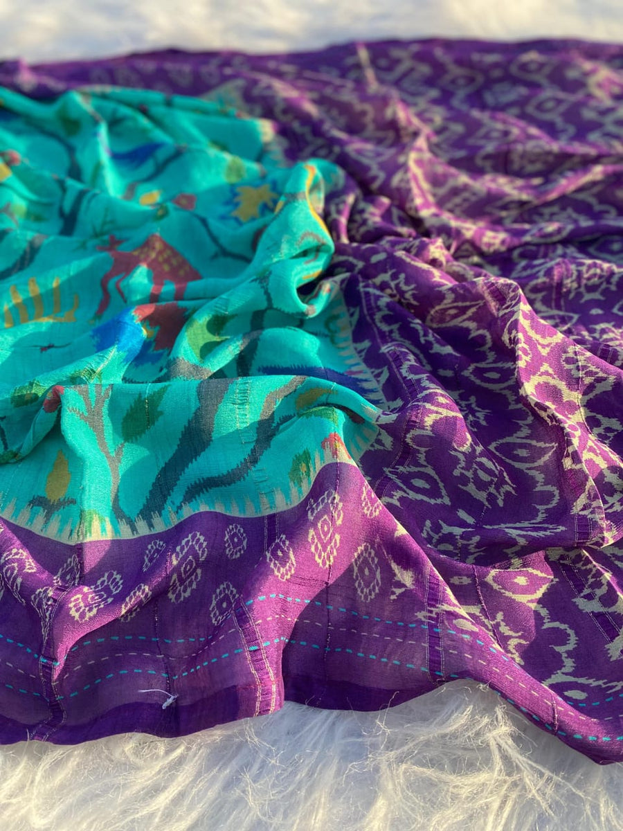 pure viscose handprinted sarees - Anvitha Collections