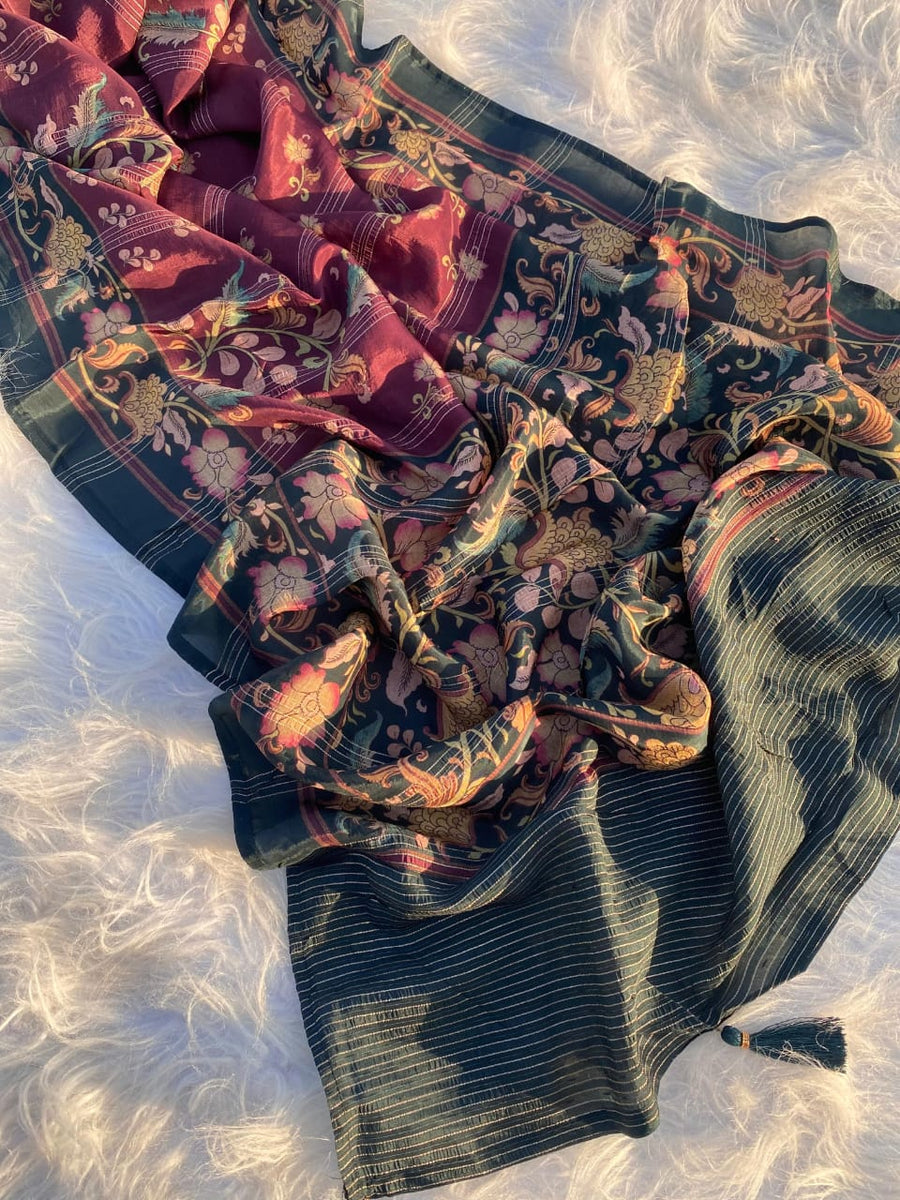 pure viscose handprinted sarees - Anvitha Collections