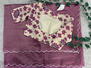 pure organza gold tissue lines saree - Anvitha Collections
