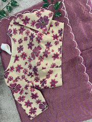 pure organza gold tissue lines saree - Anvitha Collections