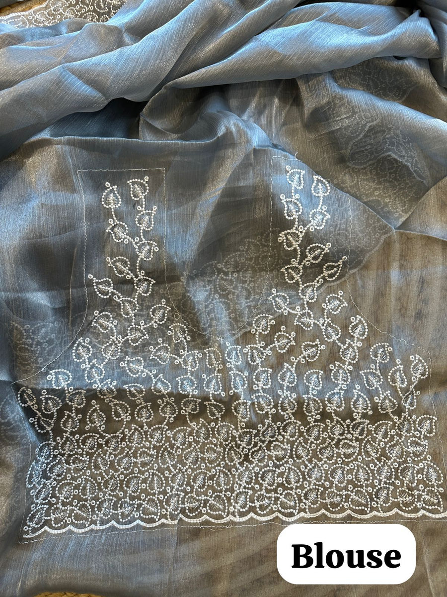 pure chiffon organza silk saree - Anvitha Collections