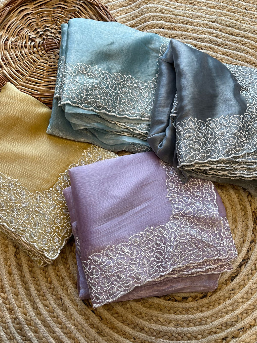 pure chiffon organza silk saree - Anvitha Collections