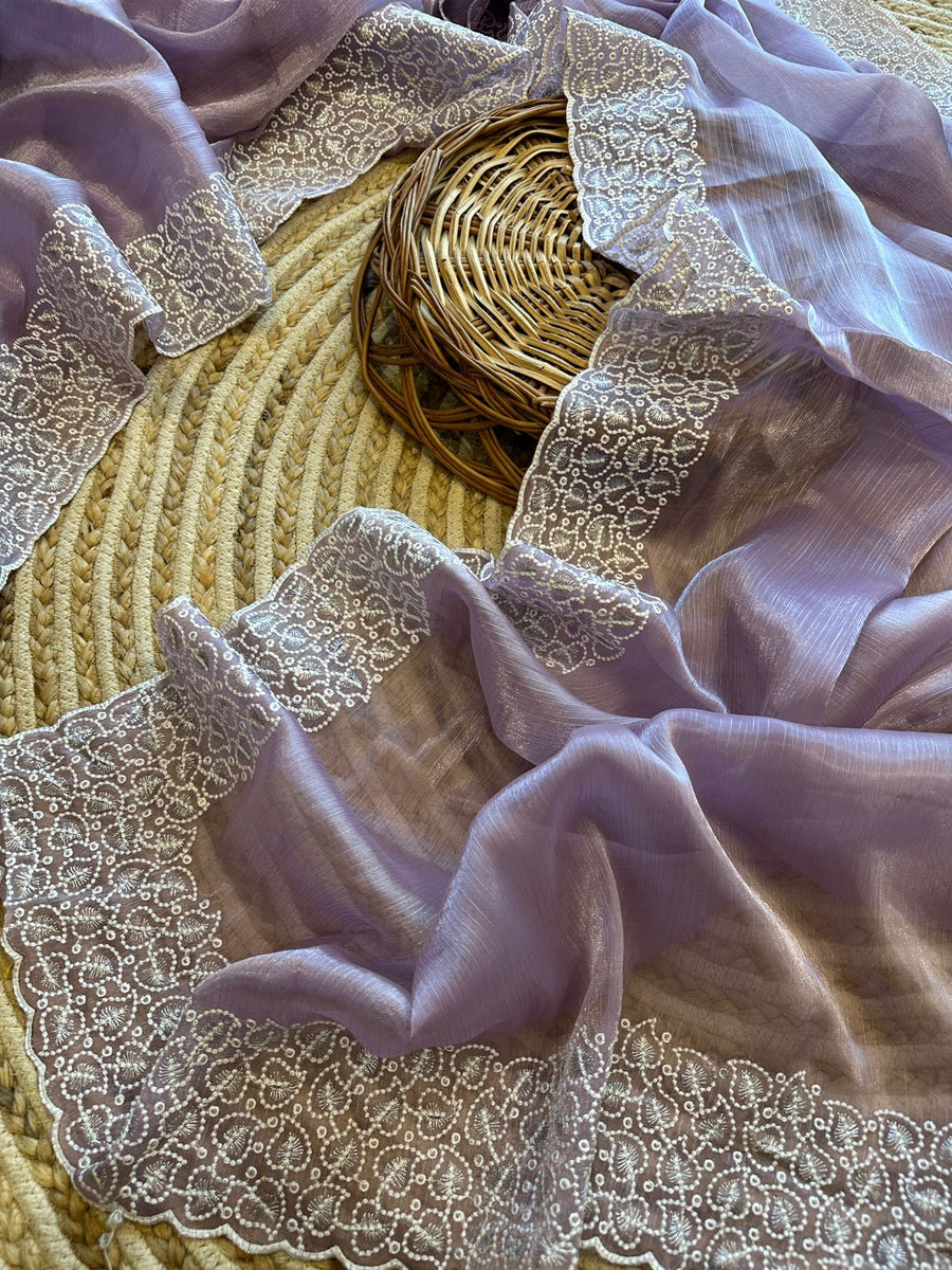 pure chiffon organza silk saree - Anvitha Collections