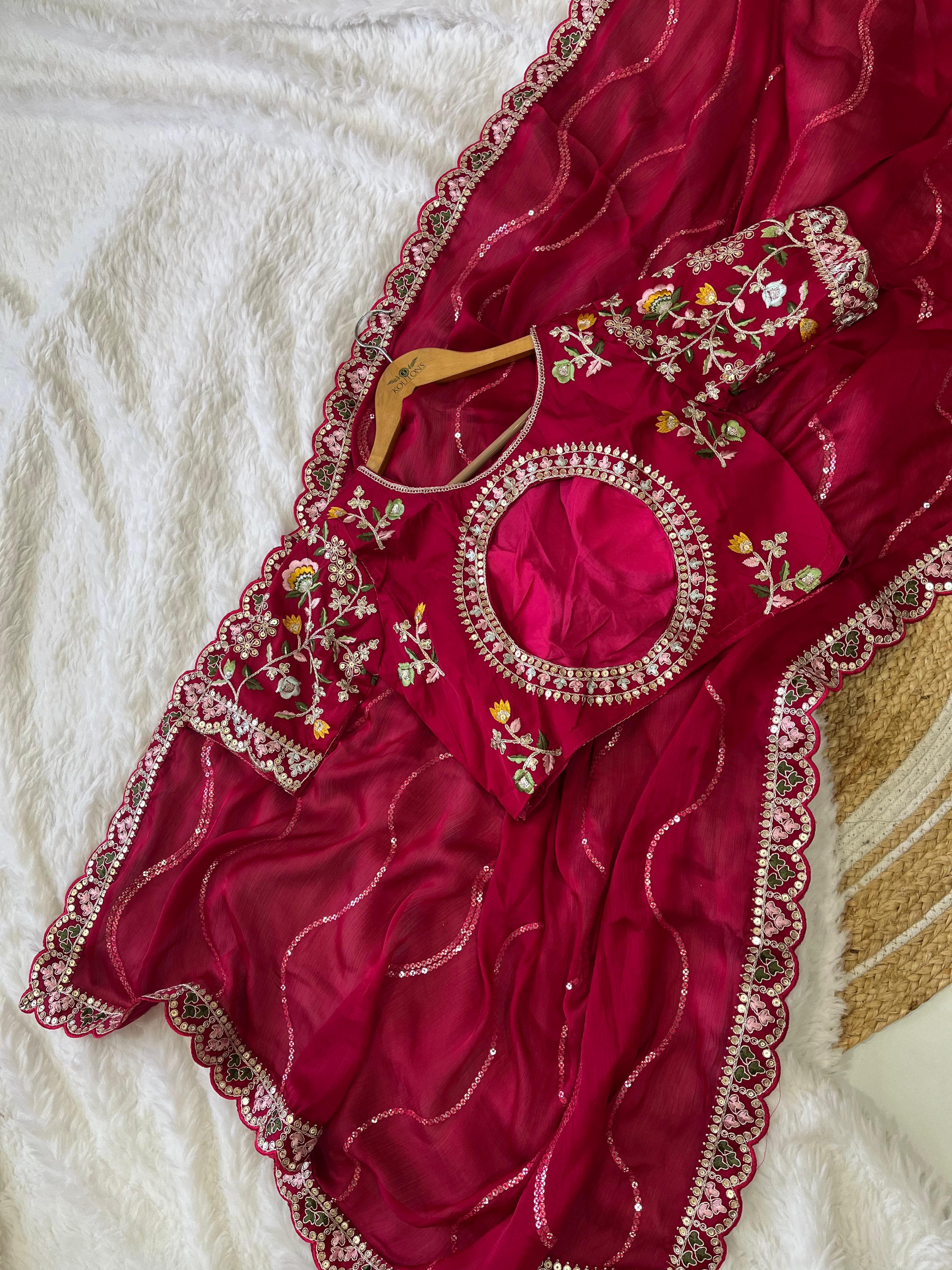 Blooming Satin saree - Anvitha Collections