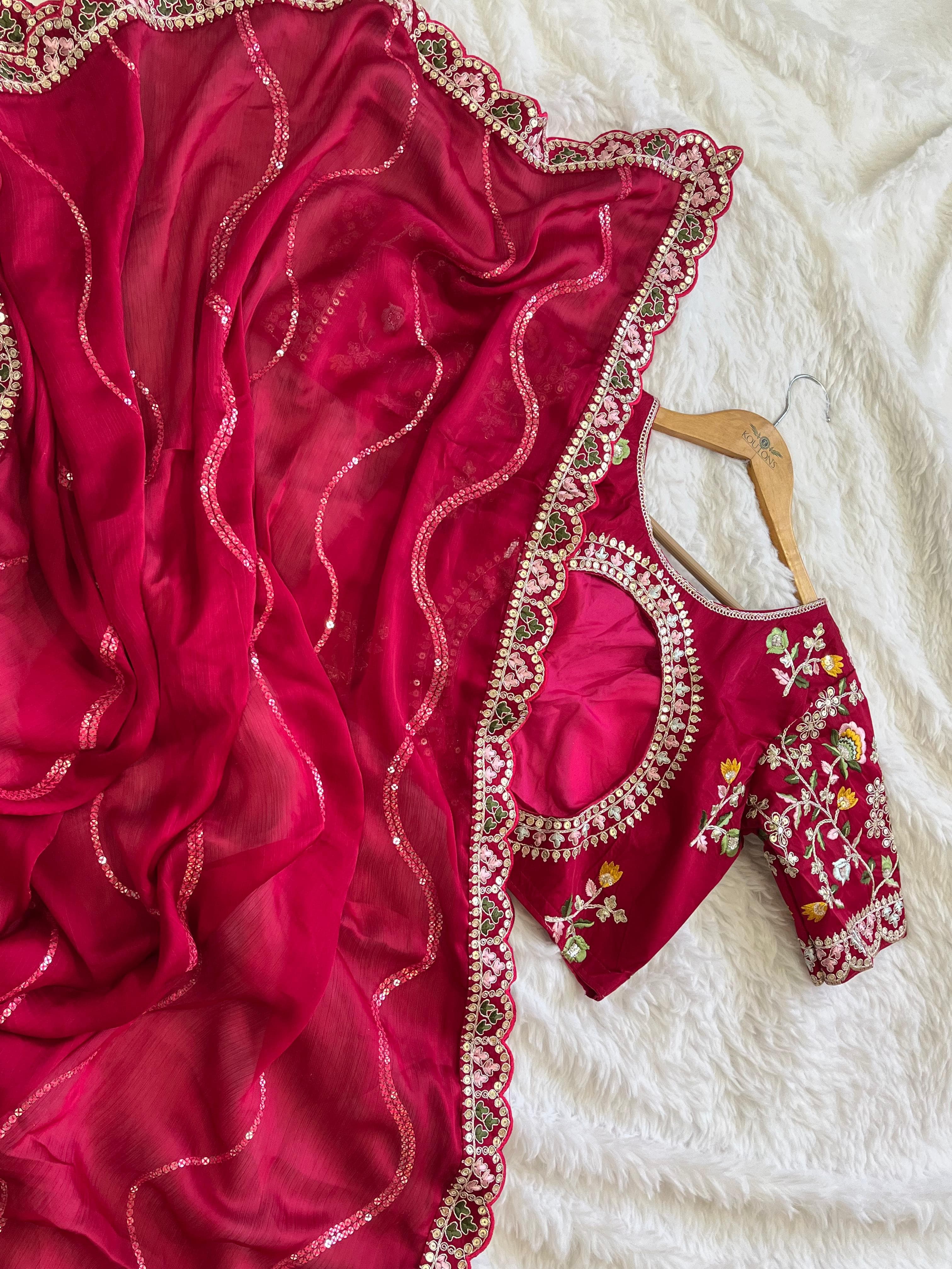 Blooming Satin saree - Anvitha Collections