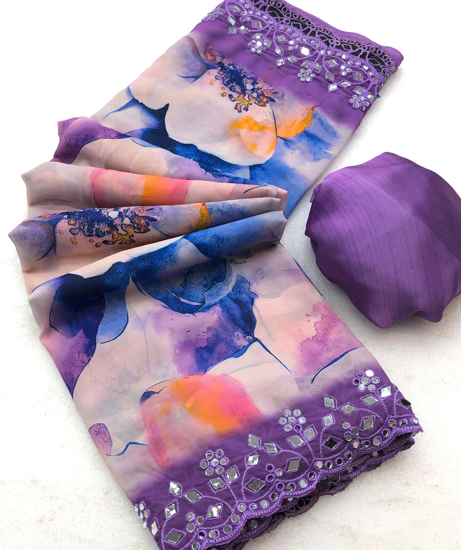 Chiffon floral digital - Anvitha Collections
