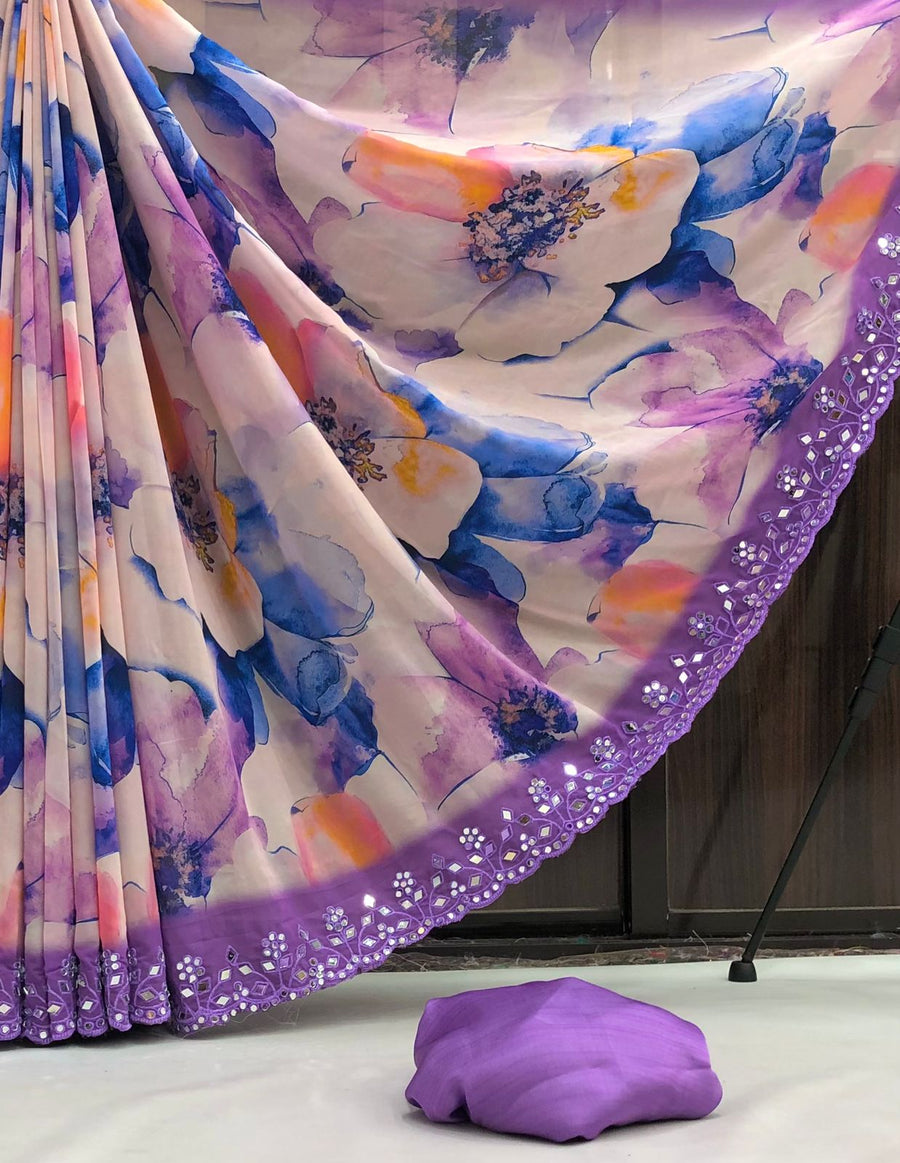 Chiffon floral digital - Anvitha Collections
