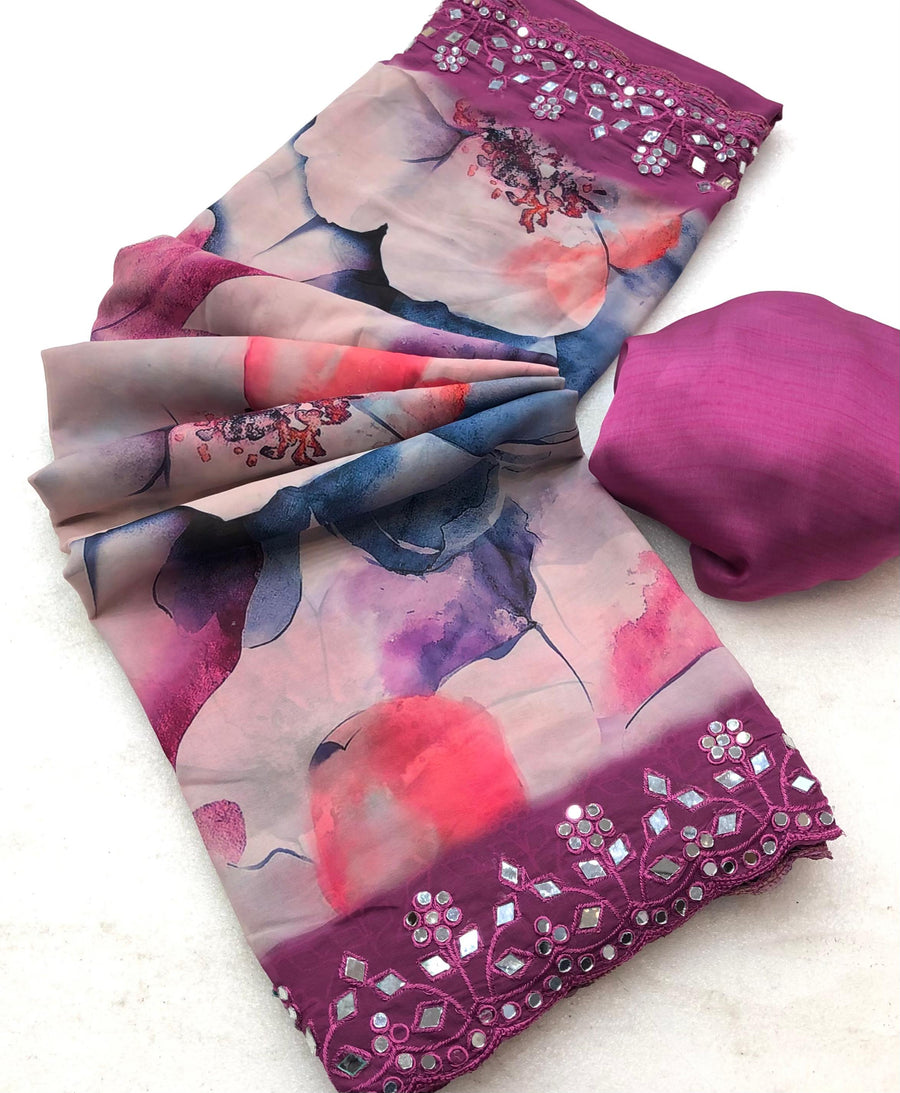 Chiffon floral digital - Anvitha Collections