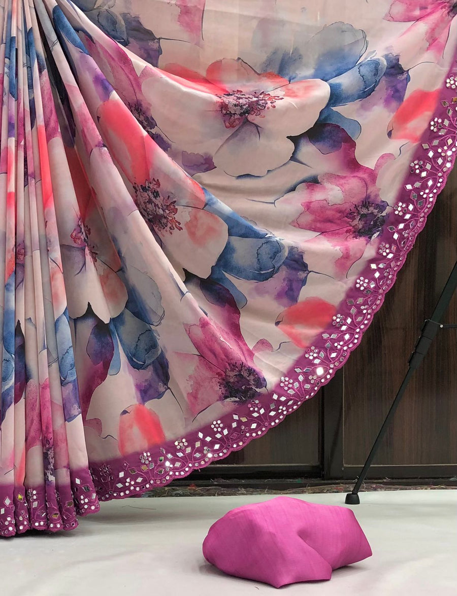 Chiffon floral digital - Anvitha Collections
