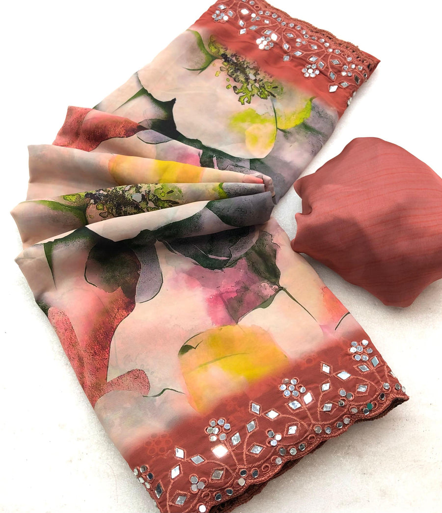 Chiffon floral digital - Anvitha Collections