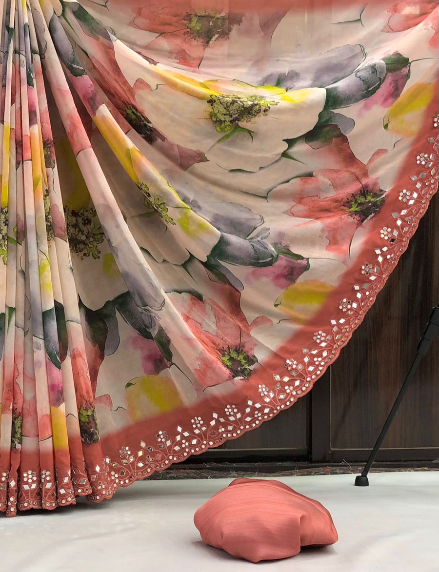 Chiffon floral digital - Anvitha Collections