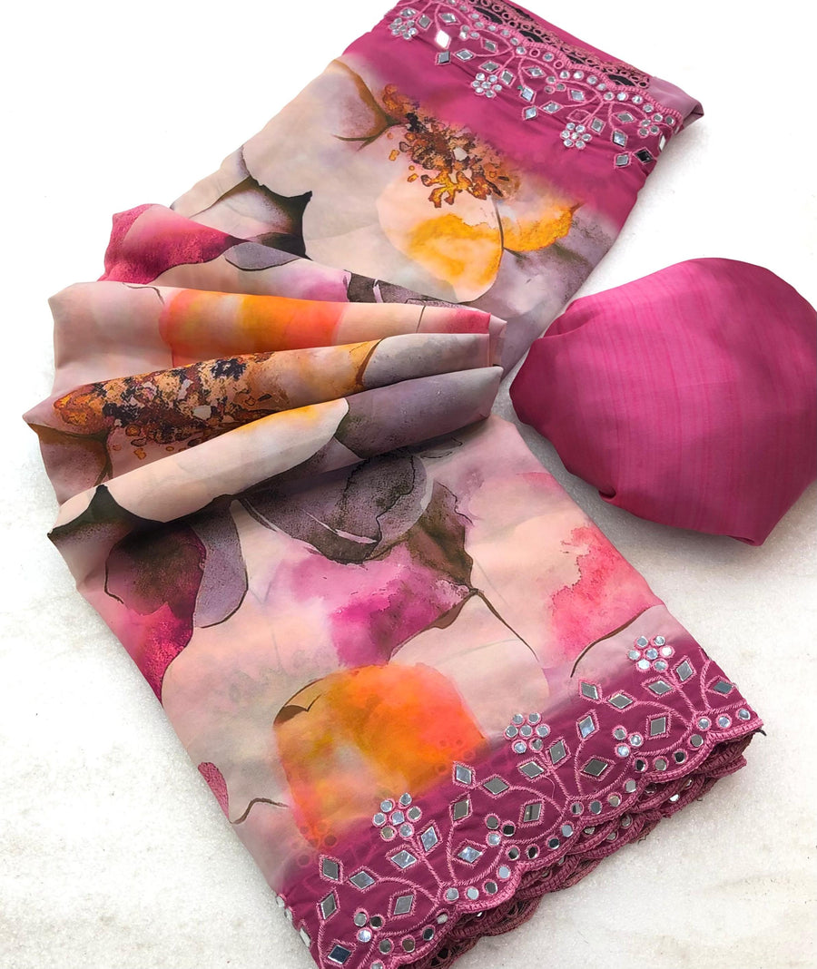 Chiffon floral digital - Anvitha Collections