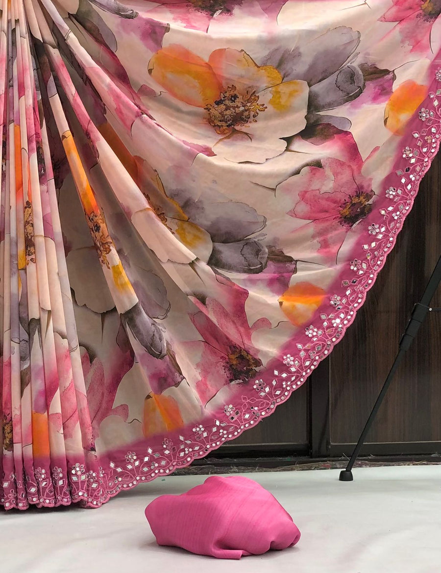 Chiffon floral digital - Anvitha Collections