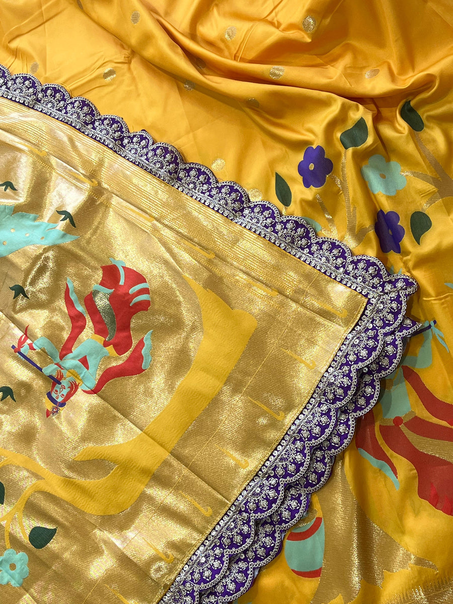Banarasi silk with intricate golden zari weaving - Anvitha Collections