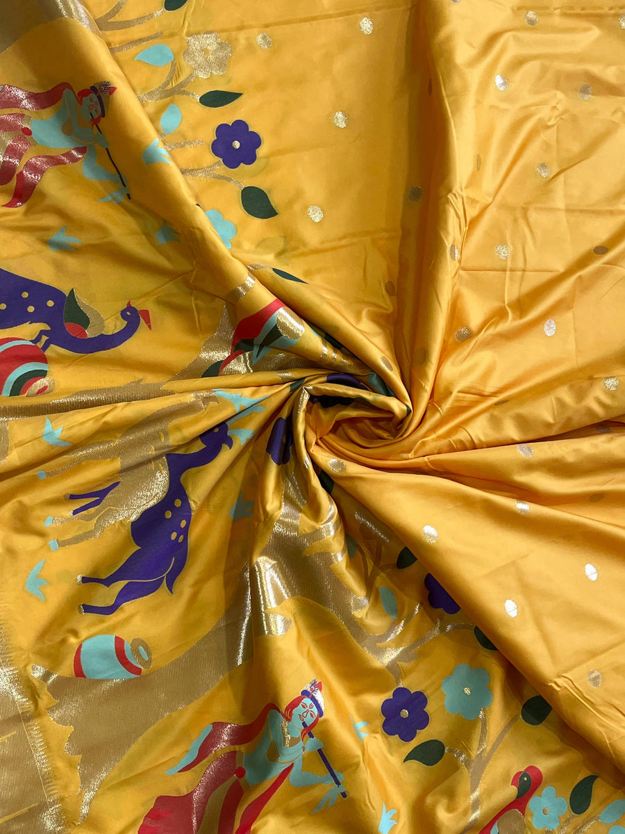 Banarasi silk with intricate golden zari weaving - Anvitha Collections