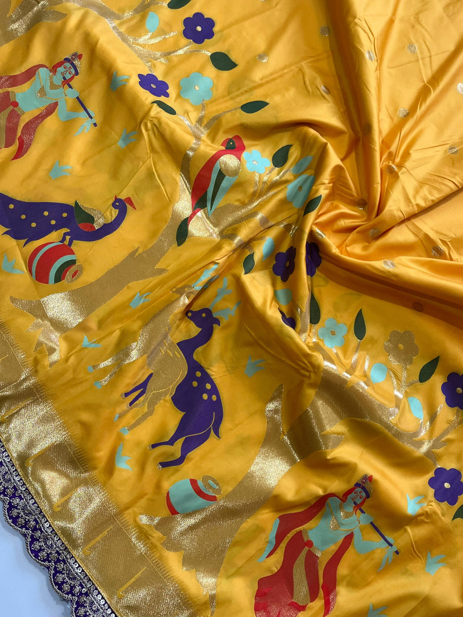 Banarasi silk with intricate golden zari weaving - Anvitha Collections