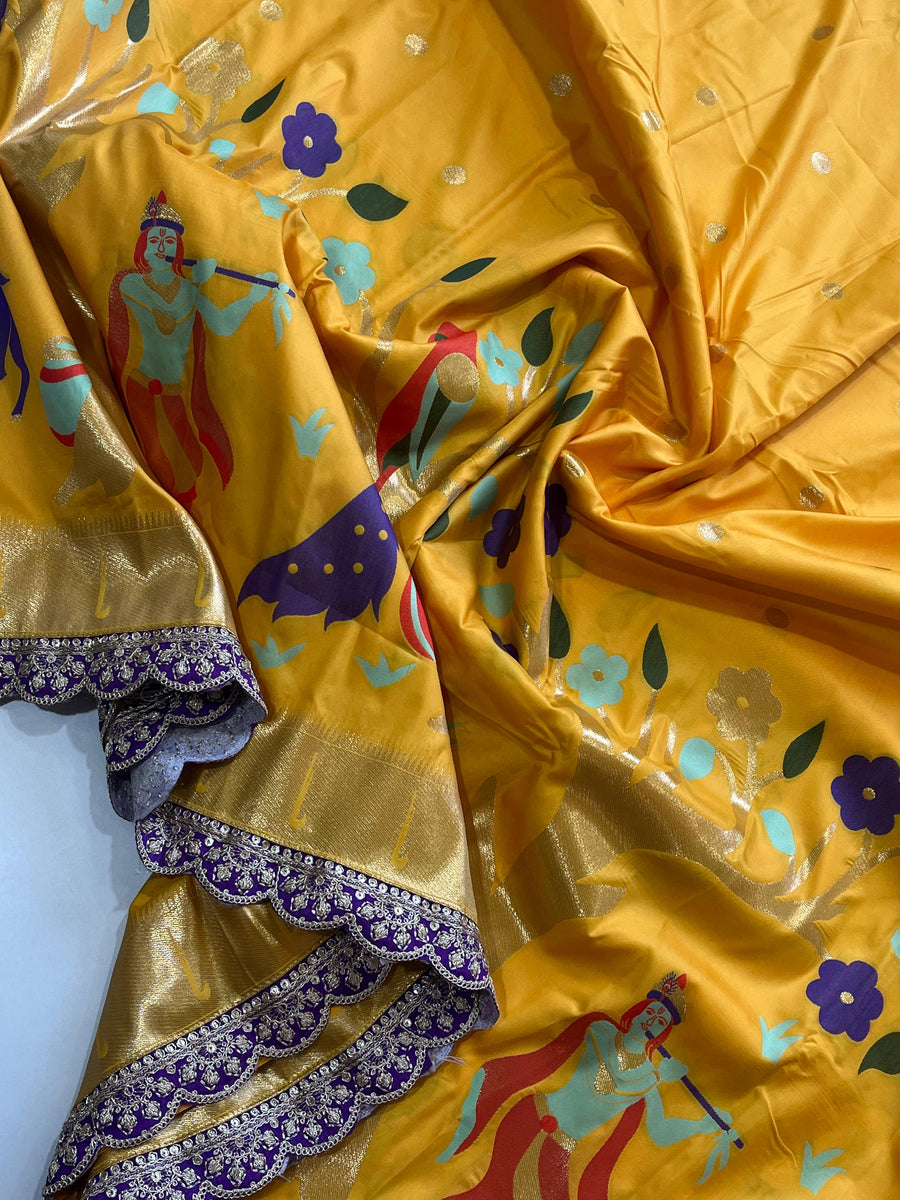 Banarasi silk with intricate golden zari weaving - Anvitha Collections