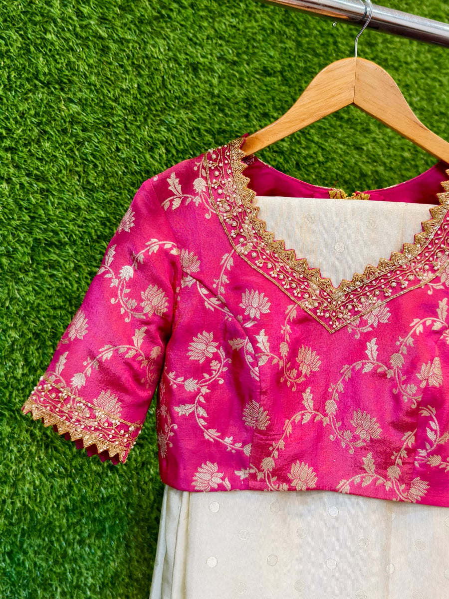 tissue fabric and intricate banarasi Maggam work - Anvitha Collections
